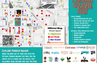 Sight see, art walk, bar crawl or chicken run. They're all options in Pioneer Square.